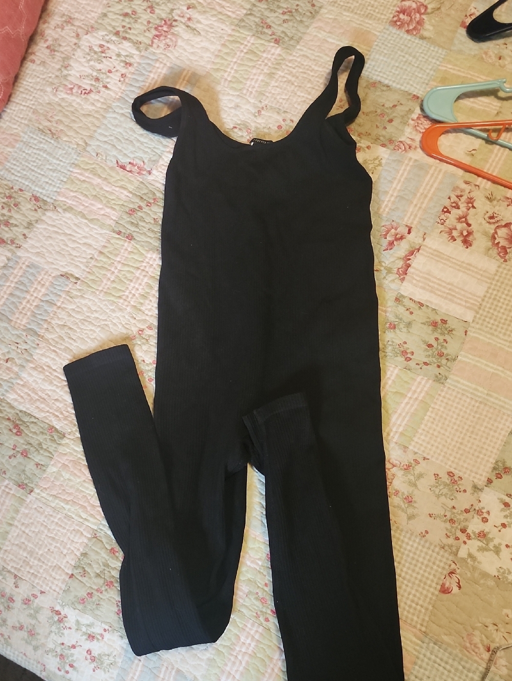 Forever 21 Black Ribbed Tank Jumpsuit